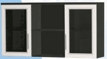 Антресоль большая с двумя стеклодверями ДЛЯ ГОСТИНОЙ АБС-2 Венге/Дуб выбеленный в Бийске - bijsk.mebel54.com | фото