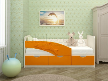 Дельфин-3 Кровать детская 3 ящика без ручек 1.8 Оранжевый глянец в Бийске - bijsk.mebel54.com | фото