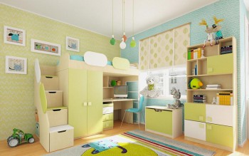 Детская комната Эппл (Зеленый/Белый/корпус Клен) в Бийске - bijsk.mebel54.com | фото