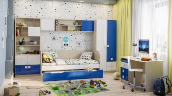 Детская комната Скай Люкс (Синий/Белый/корпус Клен) в Бийске - bijsk.mebel54.com | фото