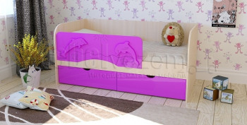 Друзья Кровать детская 2 ящика 1.6 Фиолетовый глянец в Бийске - bijsk.mebel54.com | фото