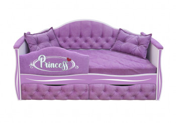 Кровать 160 серии Иллюзия 2 ящика 67 Светло-фиолетовый (подушки/мягкий бортик) в Бийске - bijsk.mebel54.com | фото