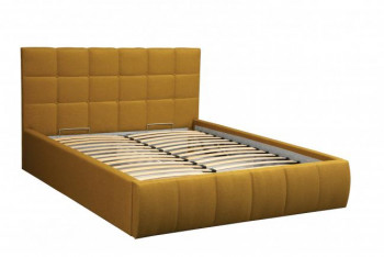Кровать "Диана" ш. 1400 (Н=1010мм) (жаккард горчица) в Бийске - bijsk.mebel54.com | фото