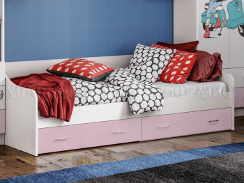 Кровать Fashion-1 Вега 0,9 м (Белый/Розовый) в Бийске - bijsk.mebel54.com | фото