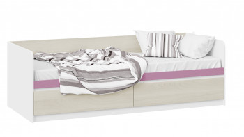 Кровать «Сканди» с 2 ящиками Дуб Гарден/Белый/Лиловый в Бийске - bijsk.mebel54.com | фото