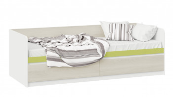 Кровать «Сканди» с 2 ящиками Дуб Гарден/Белый/Зеленый в Бийске - bijsk.mebel54.com | фото
