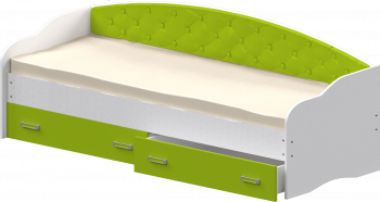Кровать Софа-7 с мягкой спинкой (800х2000) Белый/Лайм в Бийске - bijsk.mebel54.com | фото