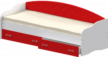 Кровать Софа-8 с мягкой спинкой (900х1900) Белый/Красный в Бийске - bijsk.mebel54.com | фото