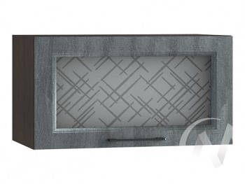 Либерти Шкаф верхний горизонтальный со стеклом ШВГС 609 (Холст грей/корпус венге) в Бийске - bijsk.mebel54.com | фото