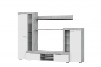Мебель для гостиной МГС 5 Цемент светлый / Белый в Бийске - bijsk.mebel54.com | фото