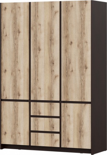 Модульная система "Прага" Шкаф для одежды трехстворчатый Дуб Венге/Дуб Делано в Бийске - bijsk.mebel54.com | фото