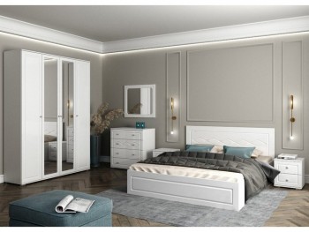 Модульная спальня Барселона (Белый/Белый глянец) в Бийске - bijsk.mebel54.com | фото