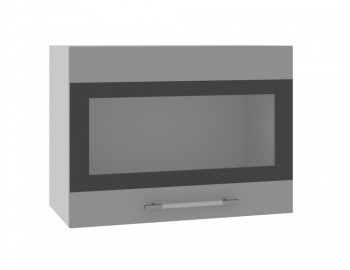 Норд ШВГС 600 Шкаф верхний горизонтальный со стеклом (Софт черный/корпус Белый) в Бийске - bijsk.mebel54.com | фото
