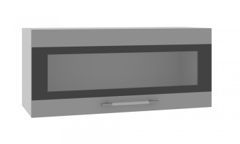 Норд ШВГС 800 Шкаф верхний горизонтальный со стеклом (Софт черный/корпус Белый) в Бийске - bijsk.mebel54.com | фото