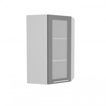Норд ШВУС 600Н Шкаф верхний угловой (премьер) высокий (Софт черный/корпус Белый) в Бийске - bijsk.mebel54.com | фото