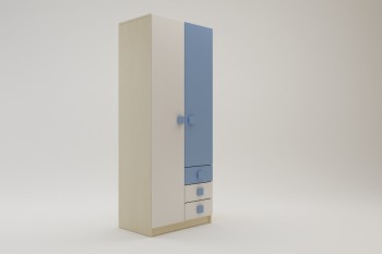 Шкаф 2-х створчатый с ящиками Скай (Синий/Белый/корпус Клен) в Бийске - bijsk.mebel54.com | фото