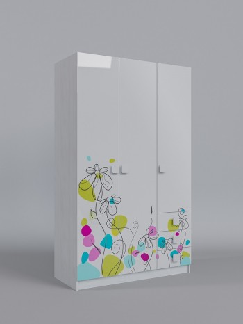 Шкаф 3-х створчатый с ящиками Флёр (Белый/корпус Выбеленное дерево) в Бийске - bijsk.mebel54.com | фото
