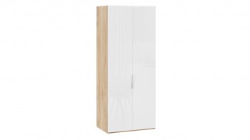 Шкаф для одежды с 2 глухими дверями «Эмбер» Яблоня Беллуно/Белый глянец в Бийске - bijsk.mebel54.com | фото