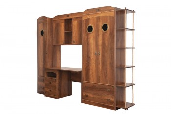 Шкаф комбинированный для белья с иллюминатором «Навигатор» (Дуб Каньон) в Бийске - bijsk.mebel54.com | фото