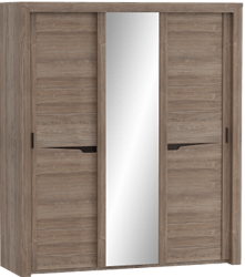 Шкаф трехдверный Соренто с раздвижными дверями Дуб стирлинг/Кофе структурный матовый в Бийске - bijsk.mebel54.com | фото
