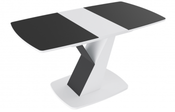Стол обеденный «Гарда» Тип 1 (Белый/Стекло матовое черный графит) в Бийске - bijsk.mebel54.com | фото